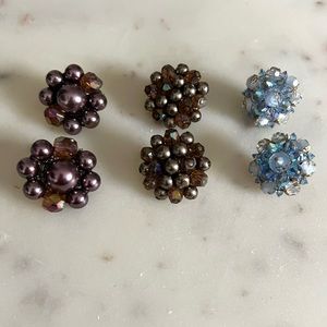 Vintage clip on earring lot of 3 pairs 2 marked Japan and 1 marked Laguna